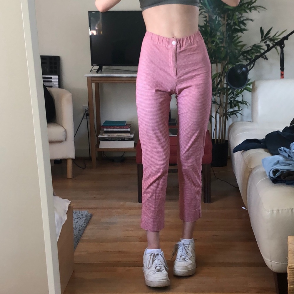 Brandy Melville Red Checkered Tilden Pants